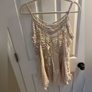 Venus crochet coverup swim top/dress size L in creme beige